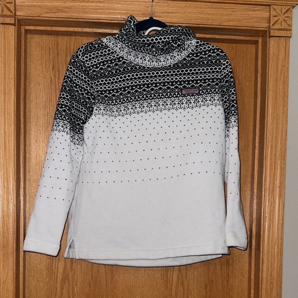 Vineyard Vines Fair Isle Sweater Fleece Funnel Neck Shep Shirt Ivory